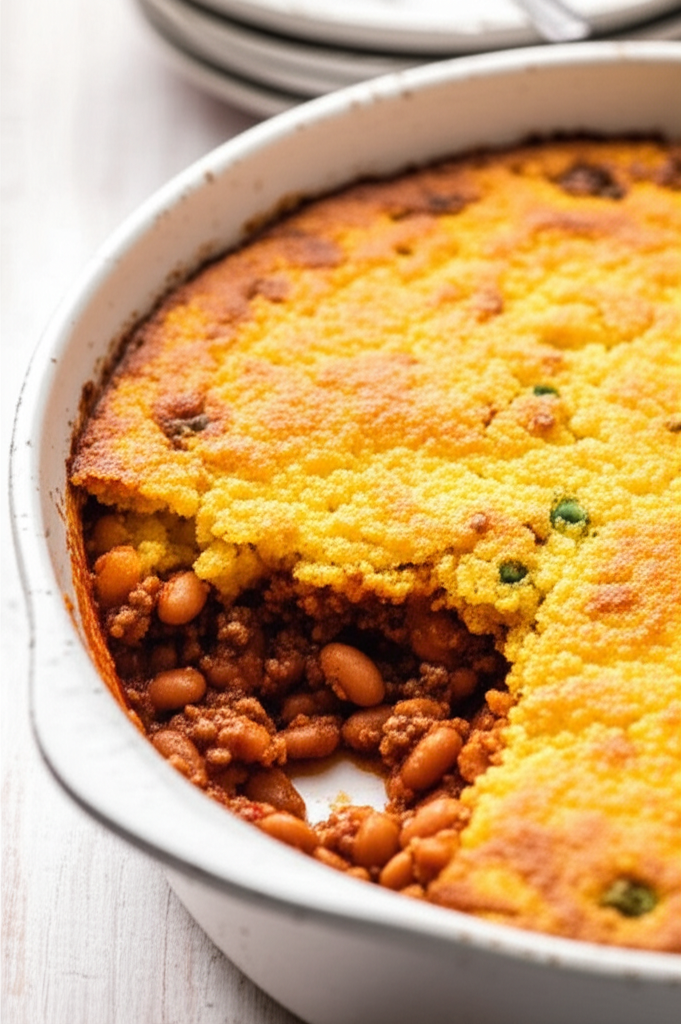 Beef Bean And Cornbread Casserole image