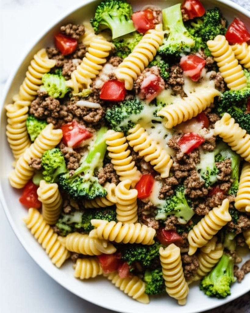 Beef Broccoli And Pasta Alfredo image