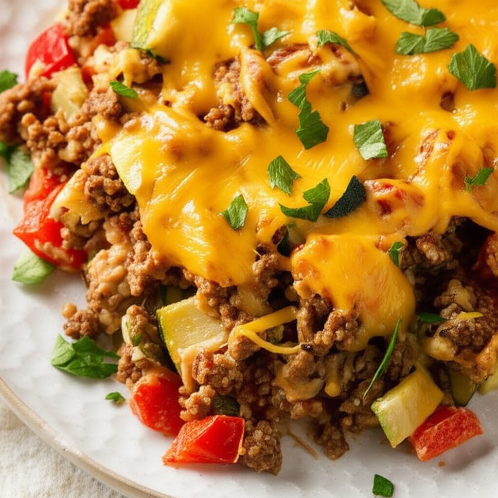 Beef Vegetable And Cheese Casserole image
