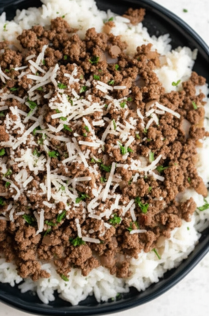 Beefy White Rice Parmesan Cheese image
