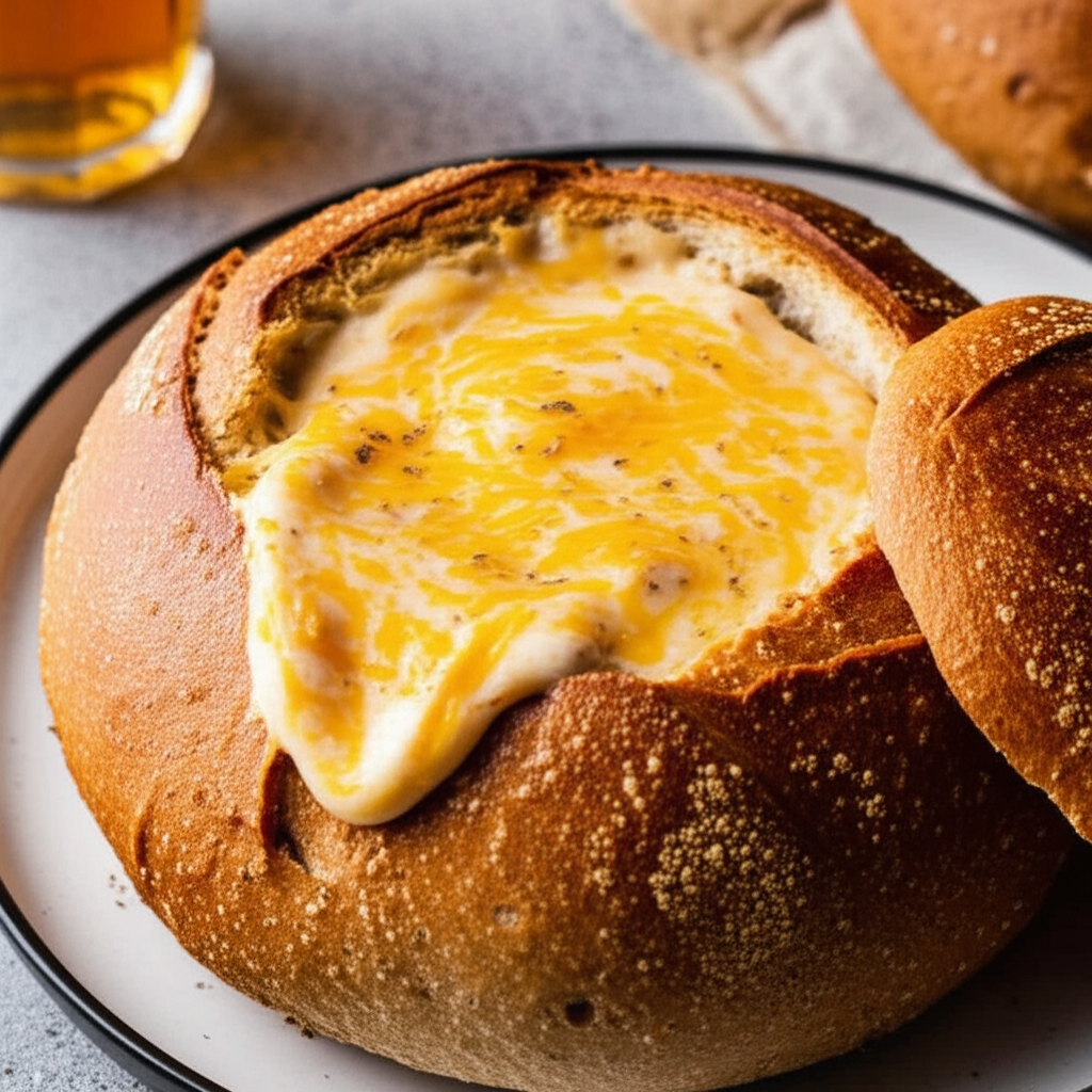 Beer And Cheese Dip In A Bread Round image