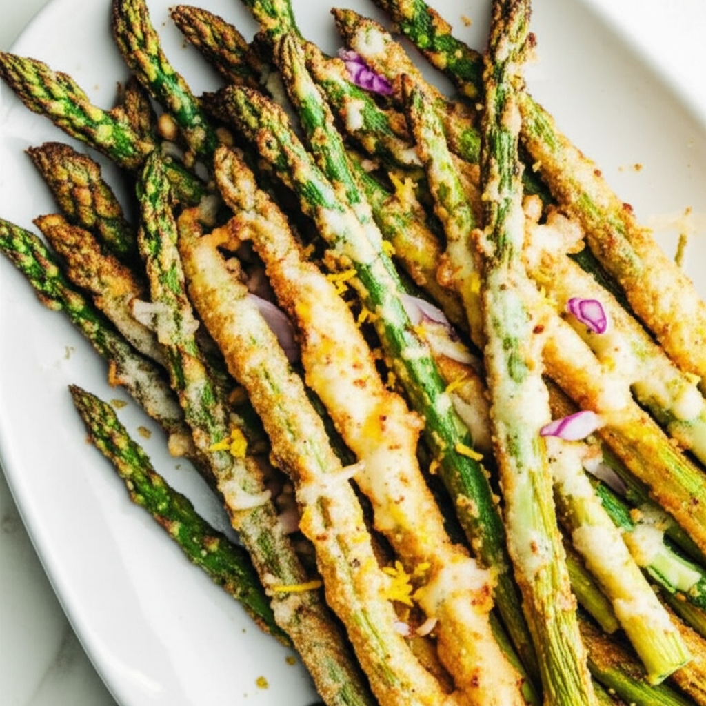 Beer Battered Asparagus With A Lemon Herbed Dipping Sauce image