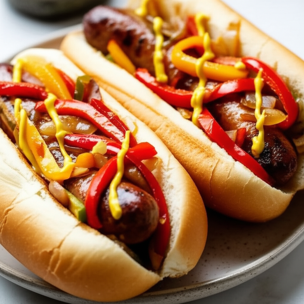 Beer Brats With Onions And Peppers image
