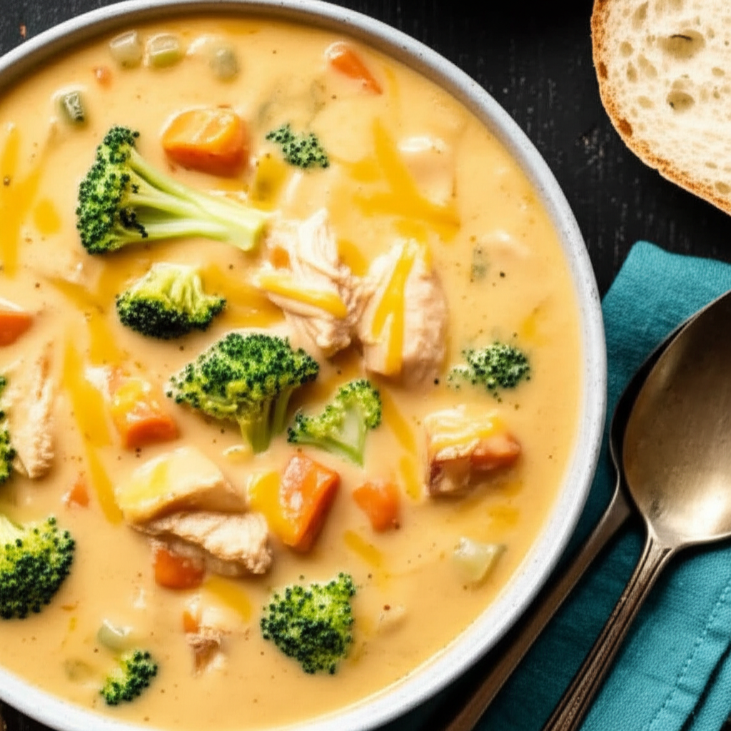 Beer Cheese Broccoli And Chicken Soup image