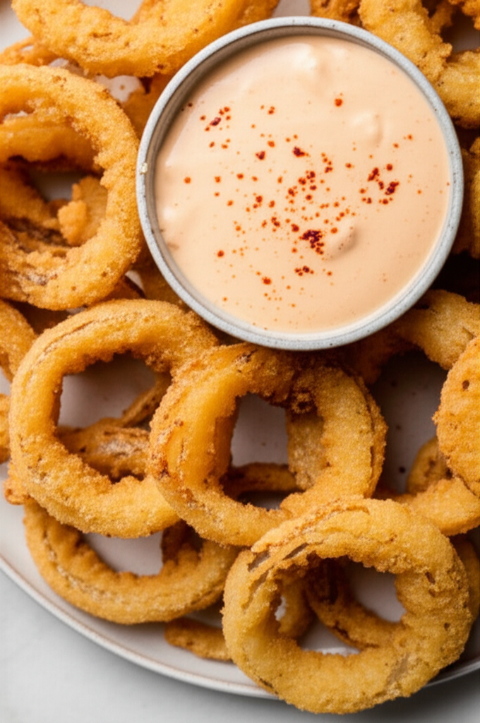 Beer Battered Onion Rings W Cajun Dipping Sauce image
