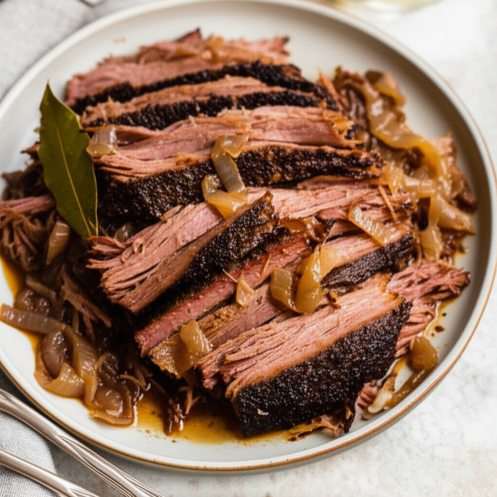 Beer Braised Brisket With Onions image