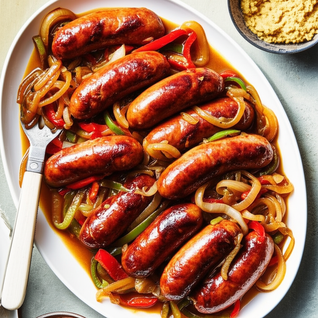 Beer Braised Onions Sausages image
