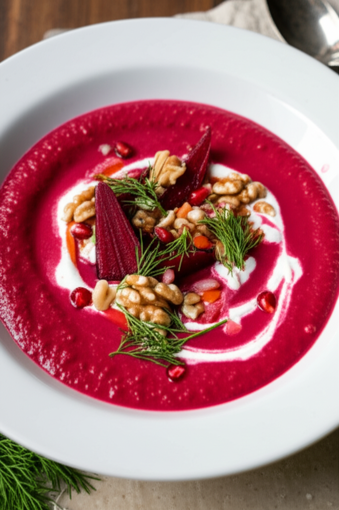 Beetroot Pomegranate Soup Low Fat image