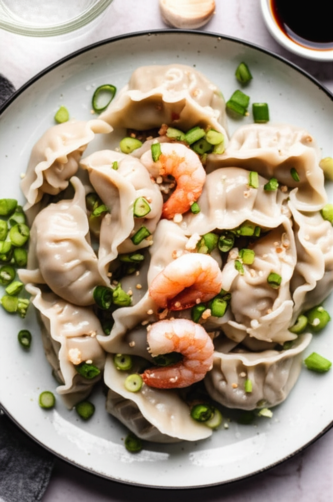 Beijing Style Pork Shrimp Jiaozi Chinese Dumplings image