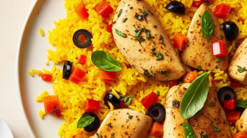 Bejeweled Chicken And Saffron Rice image