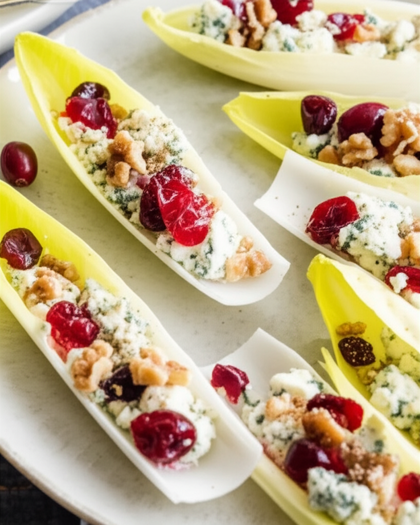 Belgian Endive With Roquefort Walnuts And Cranberries image