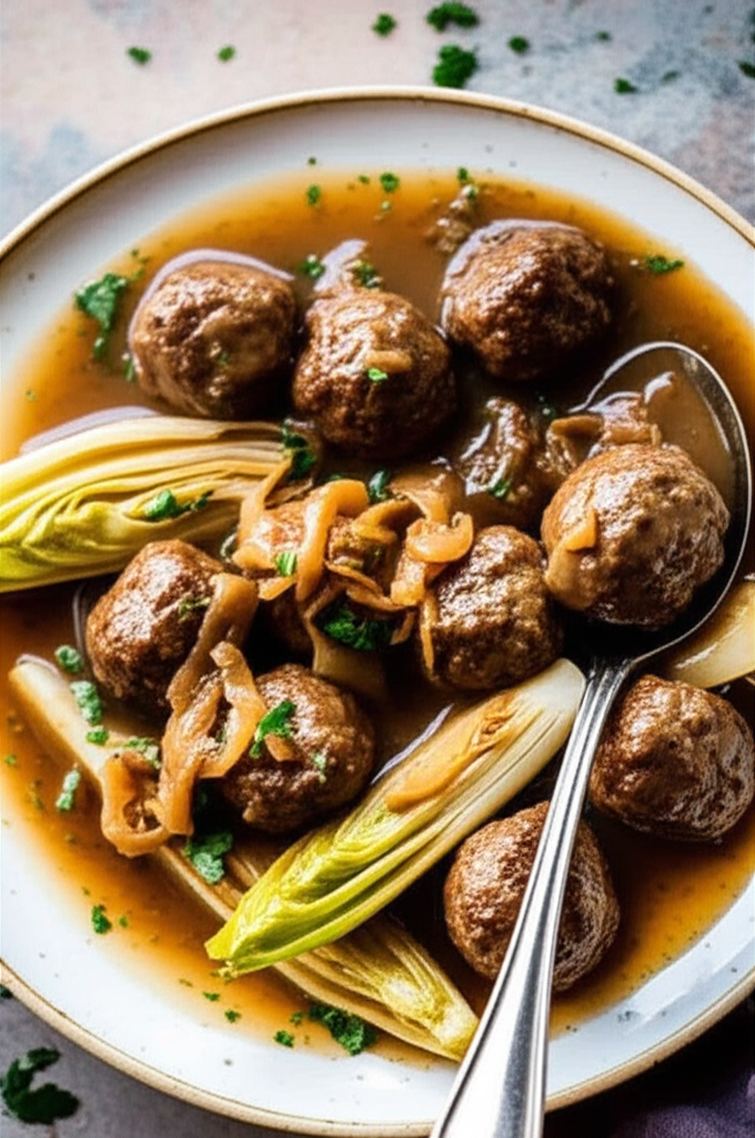 Belgian Meatballs Braised In Beer image
