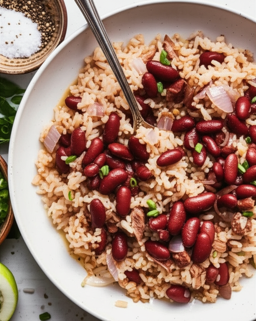 Belizean Traditional Beans And Rice image