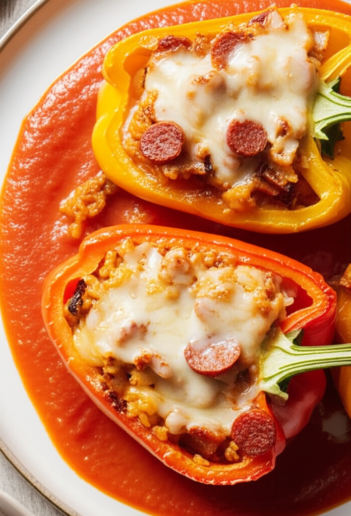 Bell Peppers Stuffed With Chorizo And Cheese image