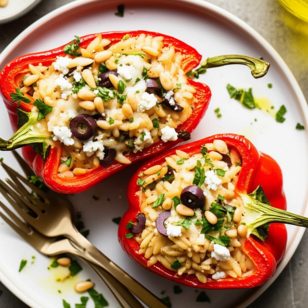 Bell Peppers Stuffed With Orzo Cheese image