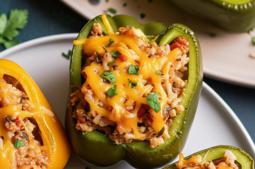 Bell Peppers Stuffed With Spanish Rice Low Fat Low Carb image