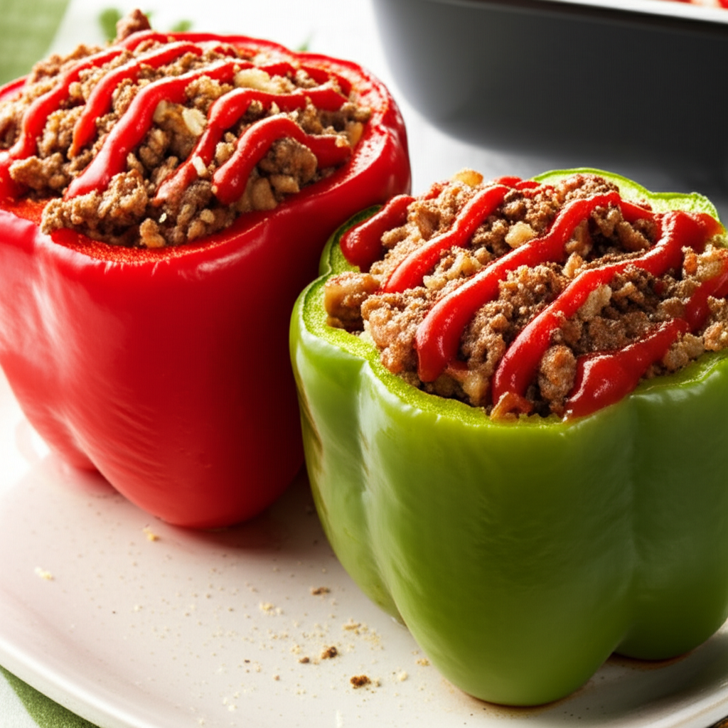Bell Peppers Stove Top Beef Stuffed Red Or Green Peppers image