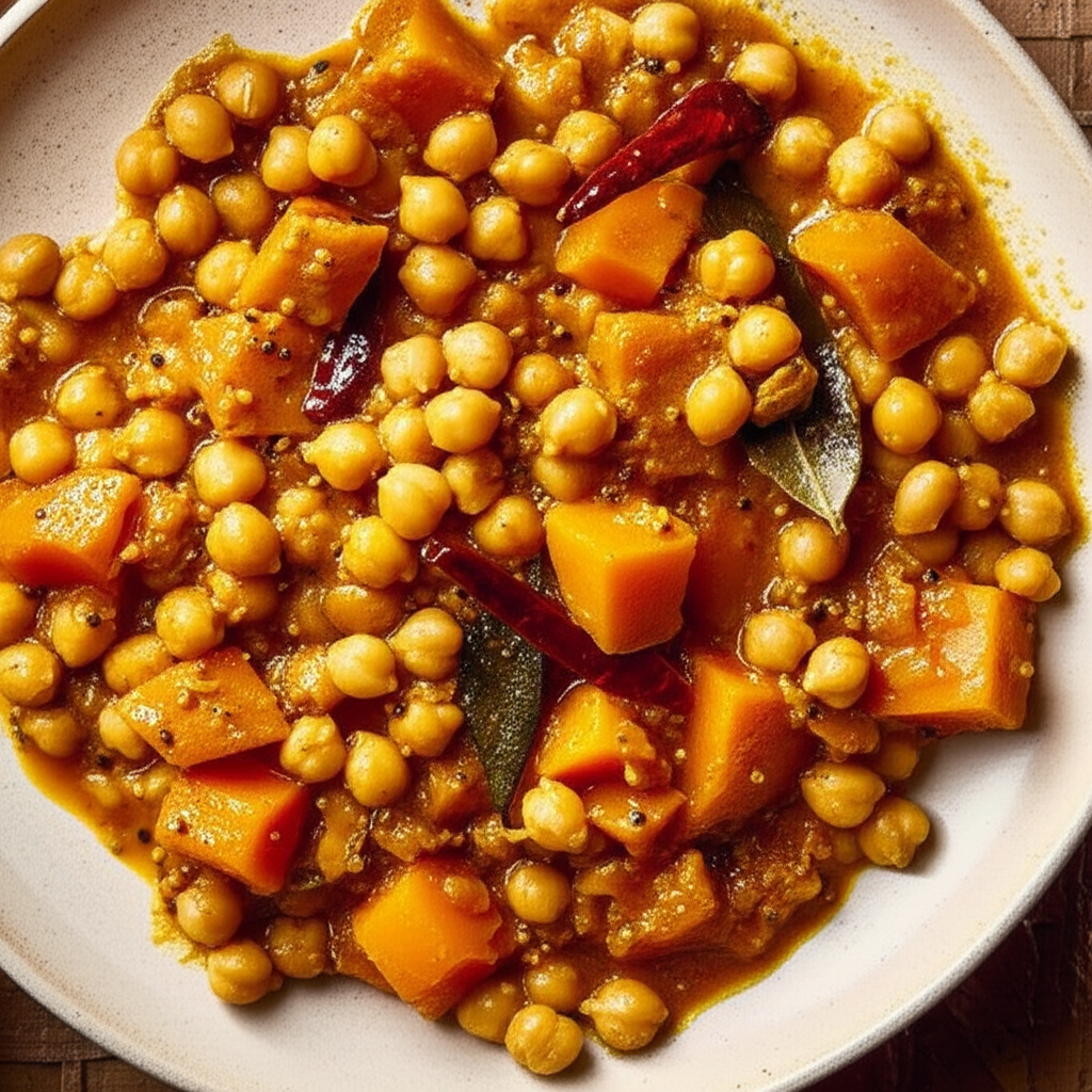 Bengali Butternut Squash And Chickpeas Garbanzos image