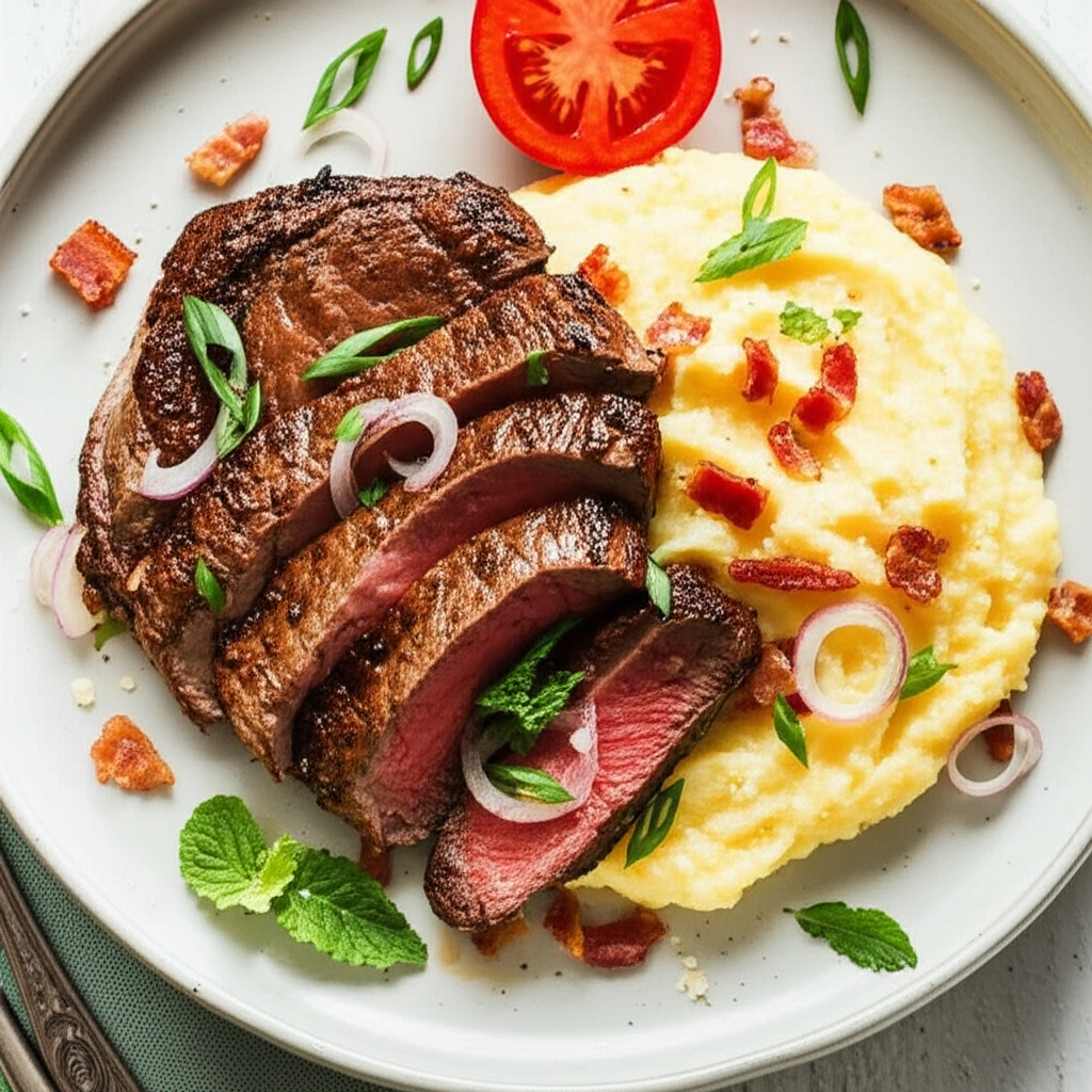 A1 Marinated Top Round With Bacon Parmesan Polenta A1 image