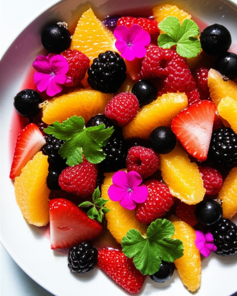 Bergamot Fresh Fruit Salad With Scented Pelargonium Leaves image