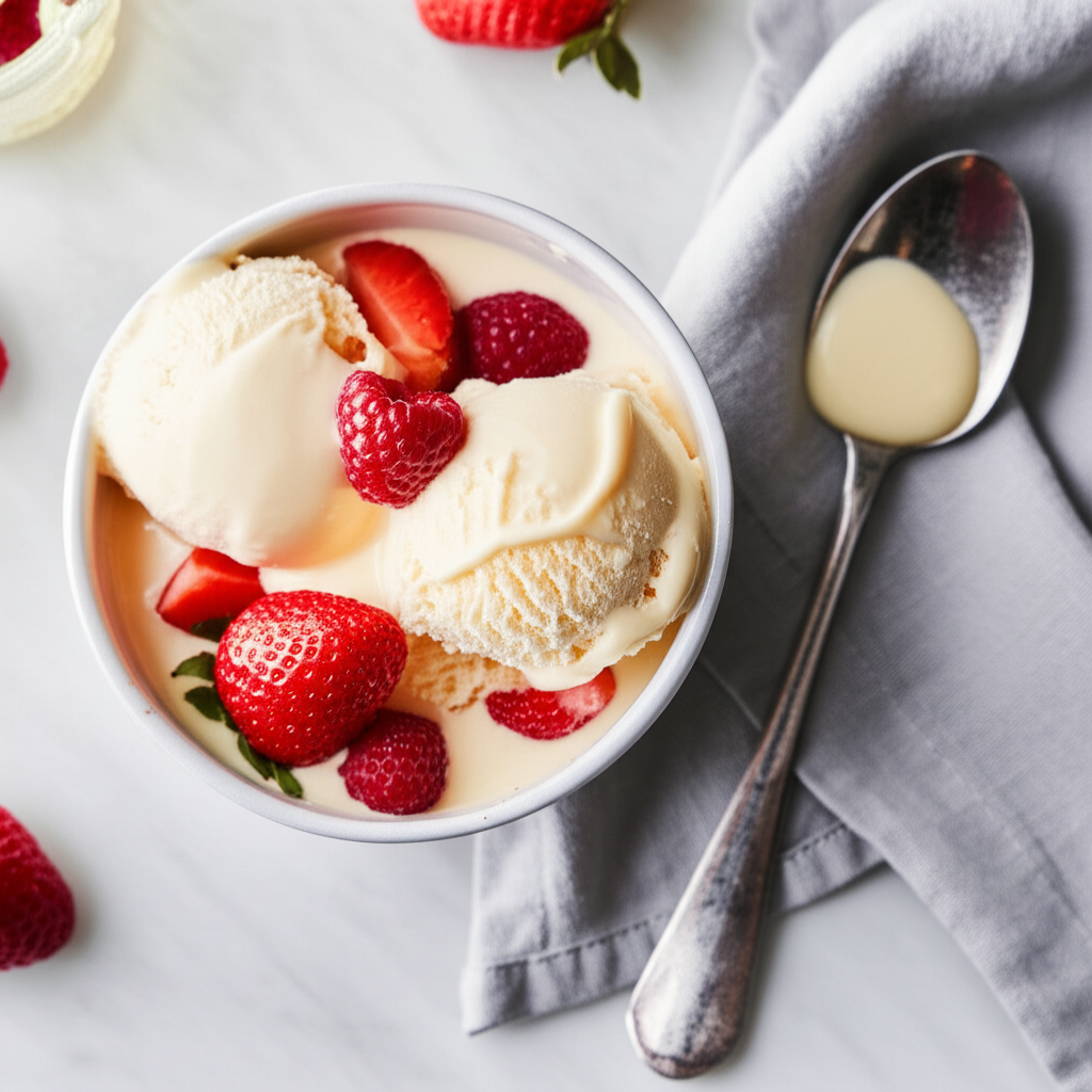 Berry Sundaes With White Chocolate Sauce image