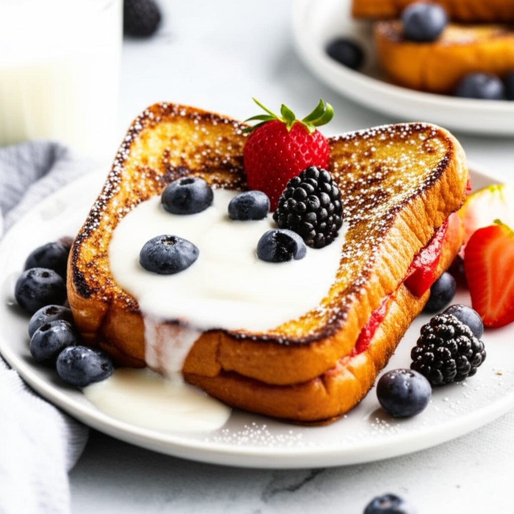 Berry Stuffed French Toast With Vanilla Yogurt Sauce image