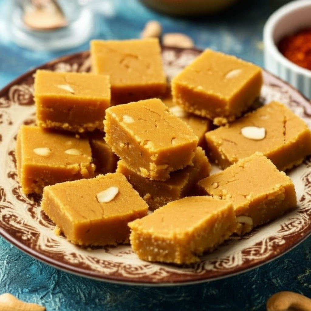 Besan Burfi Sweet Gram Flour Squares image