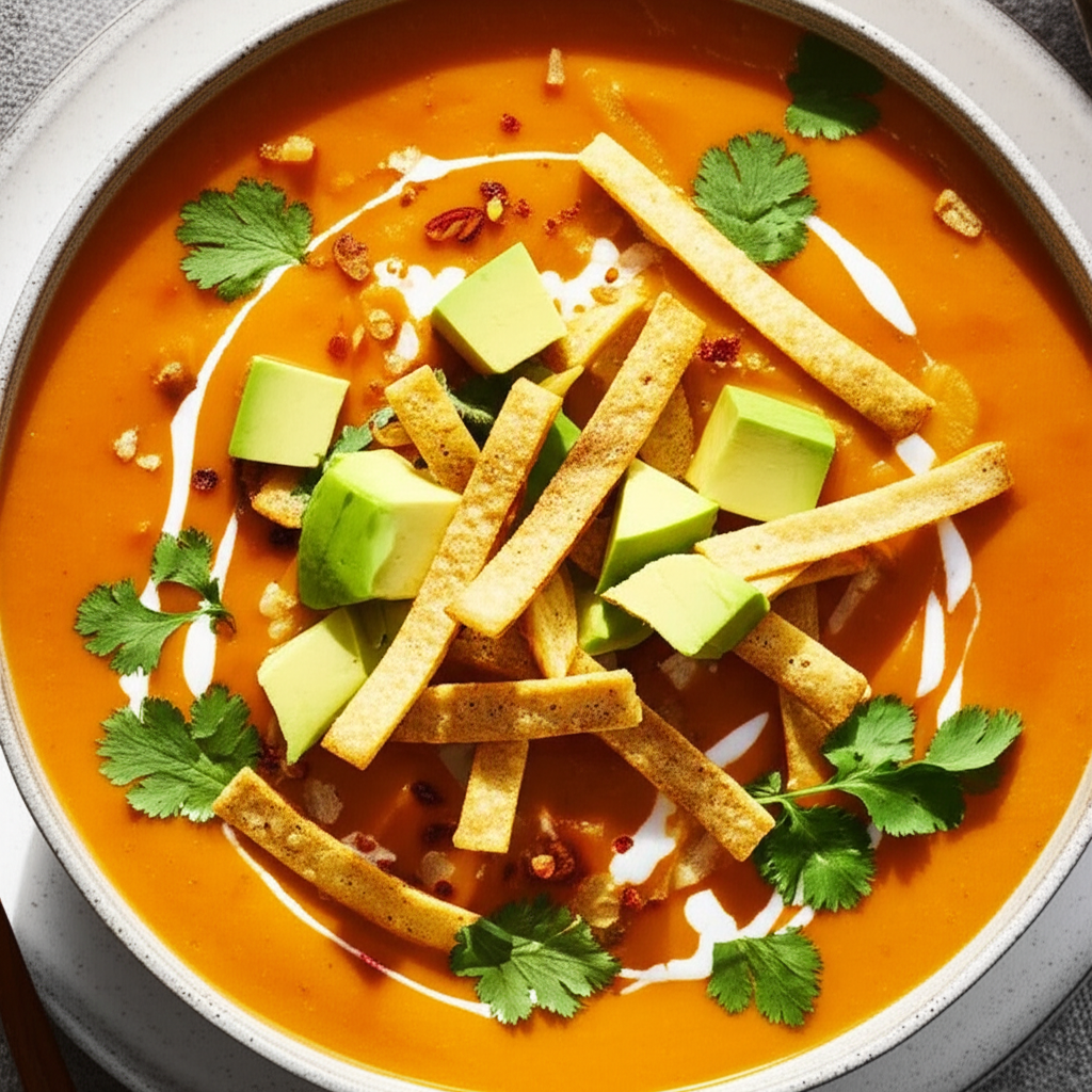 Vegetarian Pumpkin Tortilla Soup image
