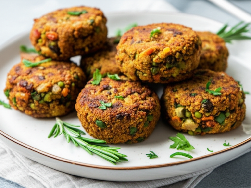 Vegetarian Bollywood Lentil Burgers And Nuggets image