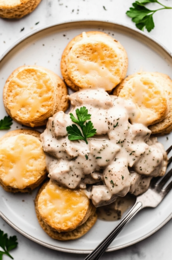 Best Creamed Turkey With Thyme Biscuits image