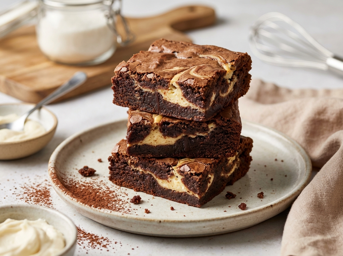Ww 2 Points Cream Cheese Swirl Brownies image