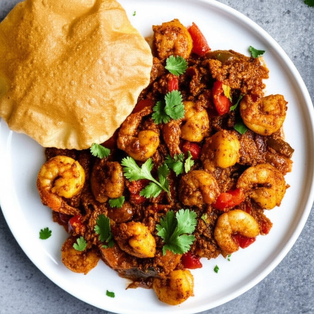 Bhuna Prawn With Puri image