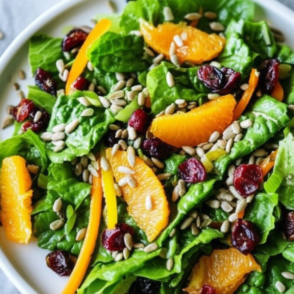 Bibb Greens Topped With Orange Dried Cranberries And Sunflower image