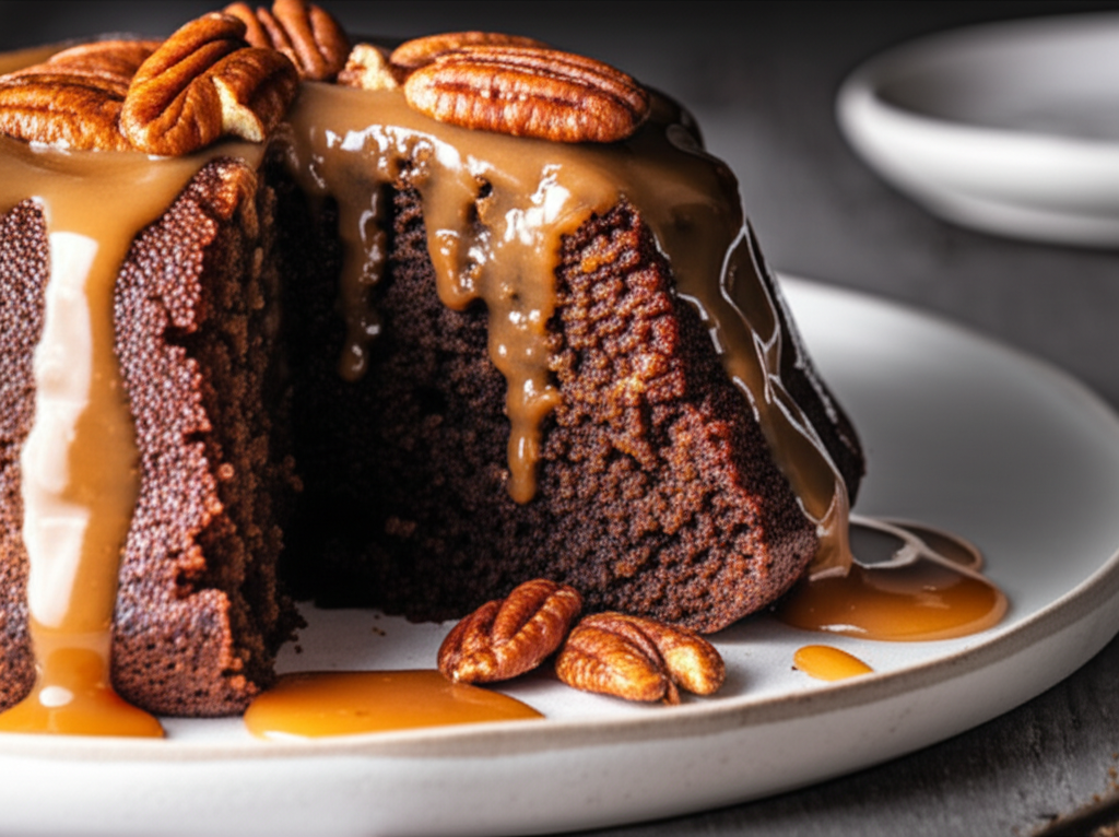 Absolutely Sinful Sticky Toffee Pudding With Pecan Toffee Sauce image