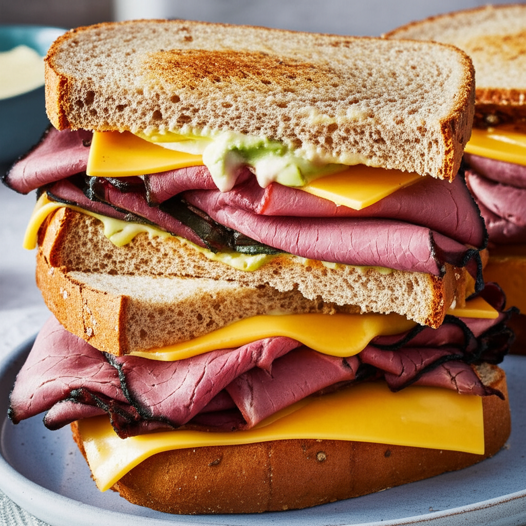 Big Thick Buttery Roast Beef N Cheddar Sammies Sandwiches image
