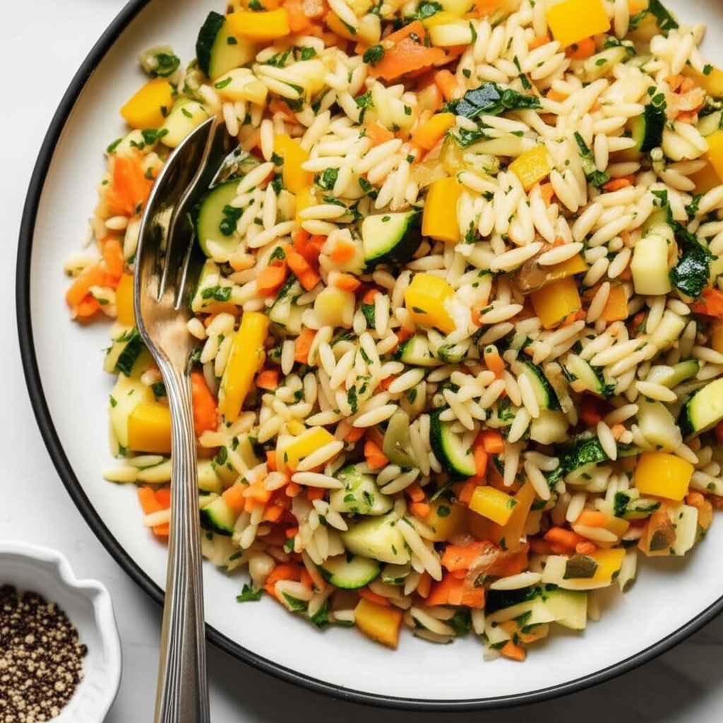 Acini Di Pepe With Zucchini And Peppers image