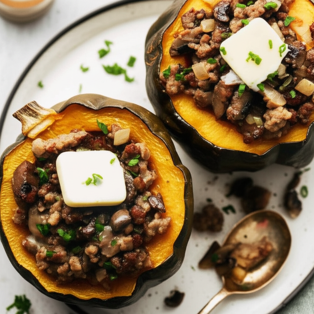 Acorn Squash Stuffed With Sausage And Sour Cream image