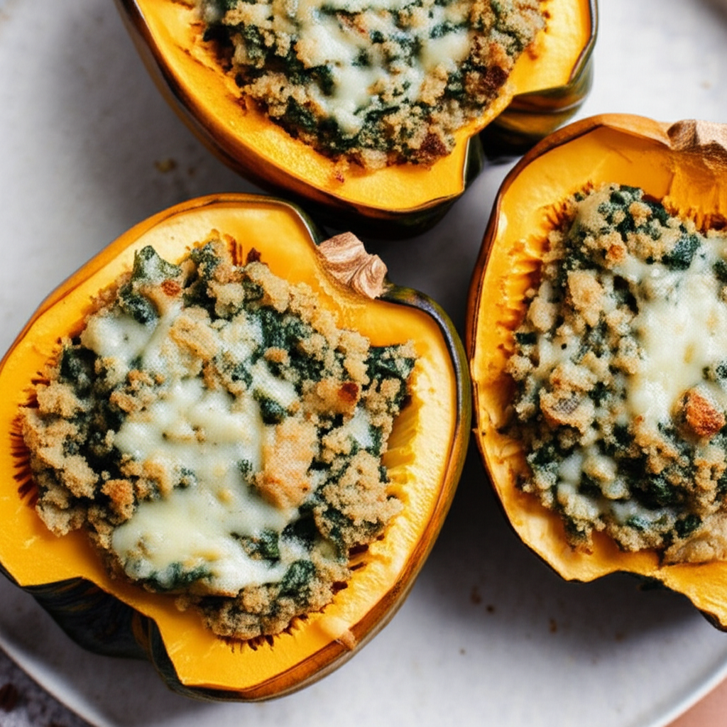 Acorn Squash With Cheese Spinach Stuffing image
