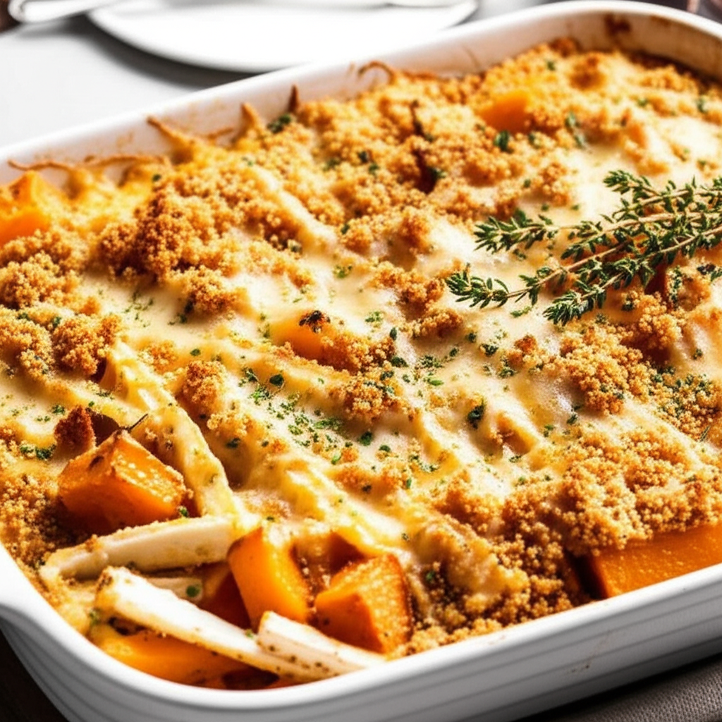 Acorn Butternut Squash And Parsnips Gratin image