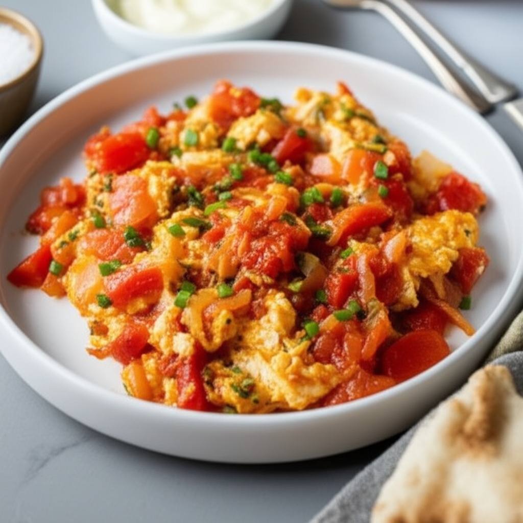 Afghan Eggs And Tomato Tukhum Bonjan Or Agay Bonjan image