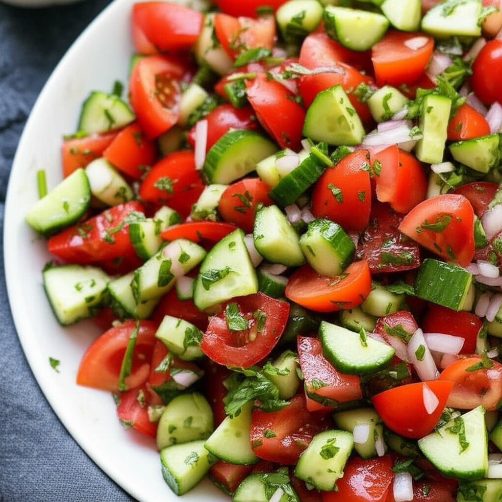 Afghan Tomato Cucumber And Onion Salad Salata image