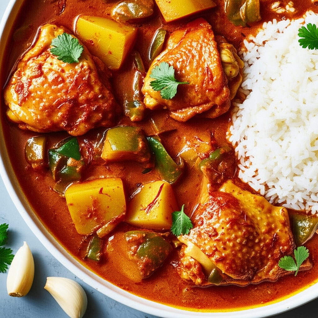 African Chicken Curry In Rich Palm Oil image