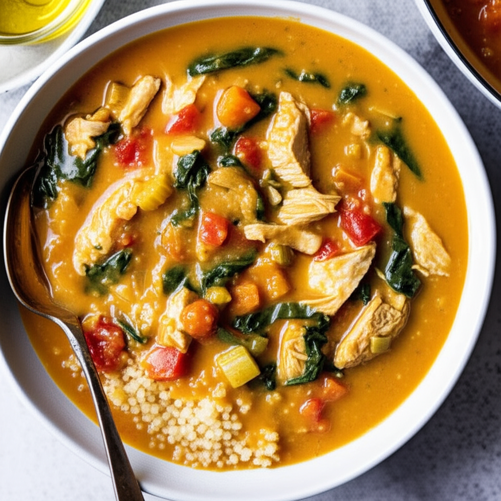 African Peanut Soup With Mustard Greens image