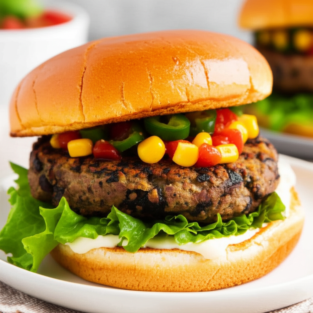 Slightly Spicy Black Bean Burgers image