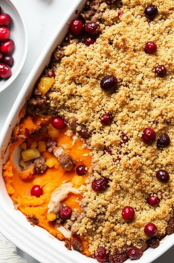 After The Holiday Casserole W Pineapple Fresh Cranberries image