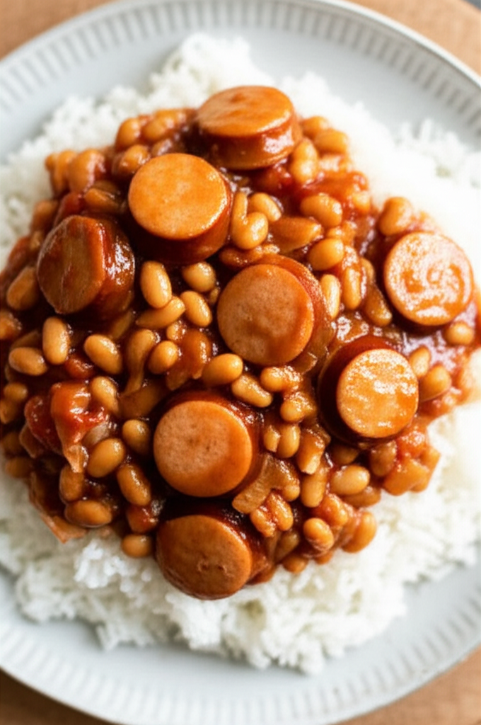 After Work Franks N Beans Over Rice image