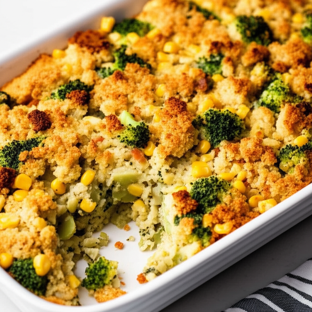Broccoli Corn Stuffing Casserole image
