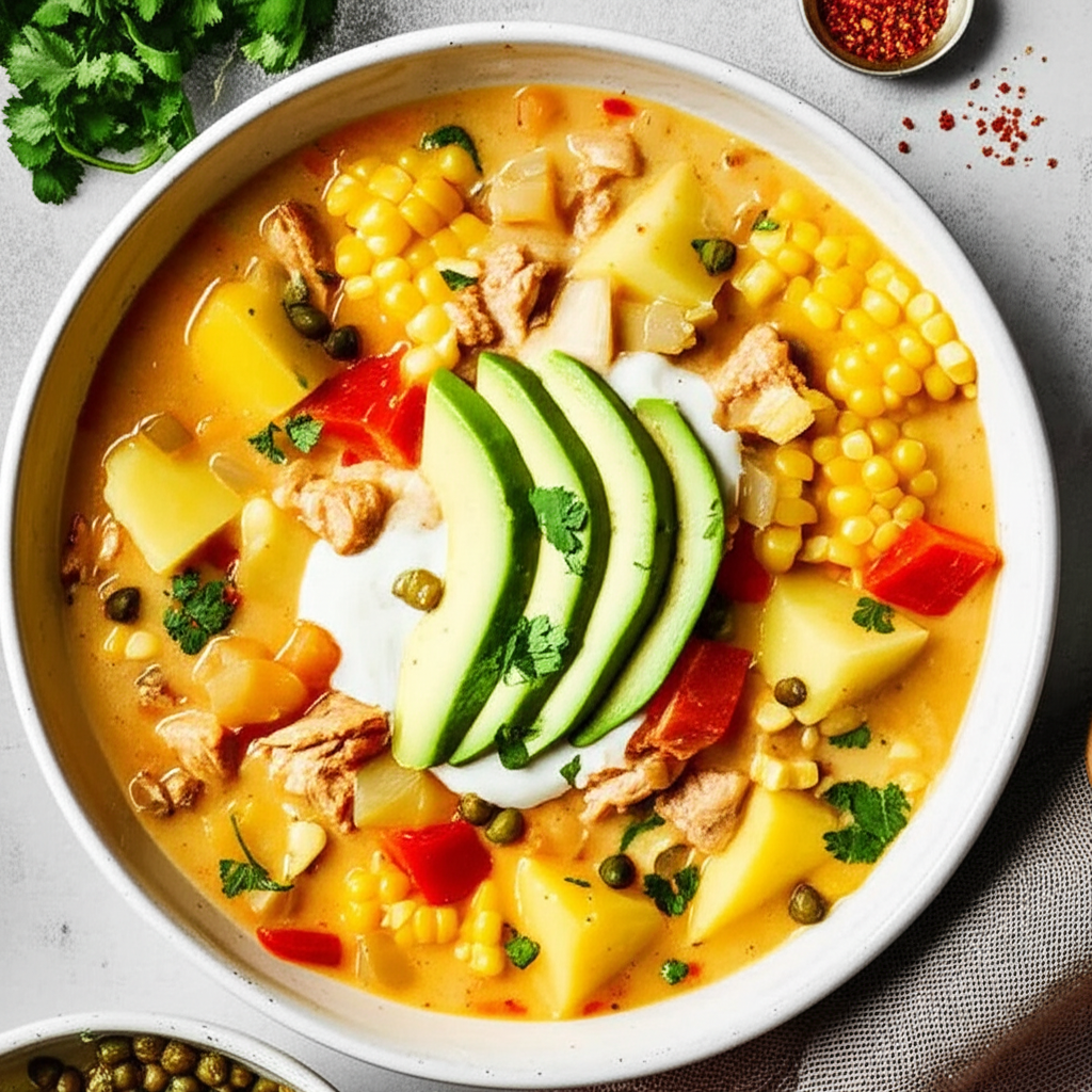Ajiaco Bogotano Chicken And Potato Soup Bogota Style image