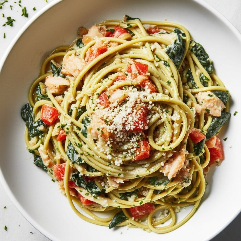 Al Lewis Spinach Fettuccine With Crab Sauce image