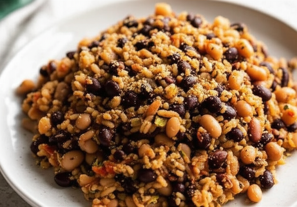 Alan S Vegetarian Vegan Bean And Rice Burger Mashup image